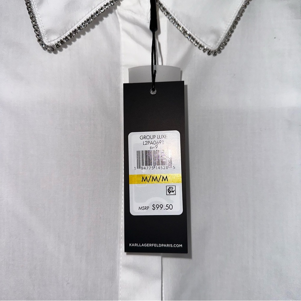 NWT Karl Lagerfeld Paris lady’s shirt 100% cotton size M - Picture 5 of 7